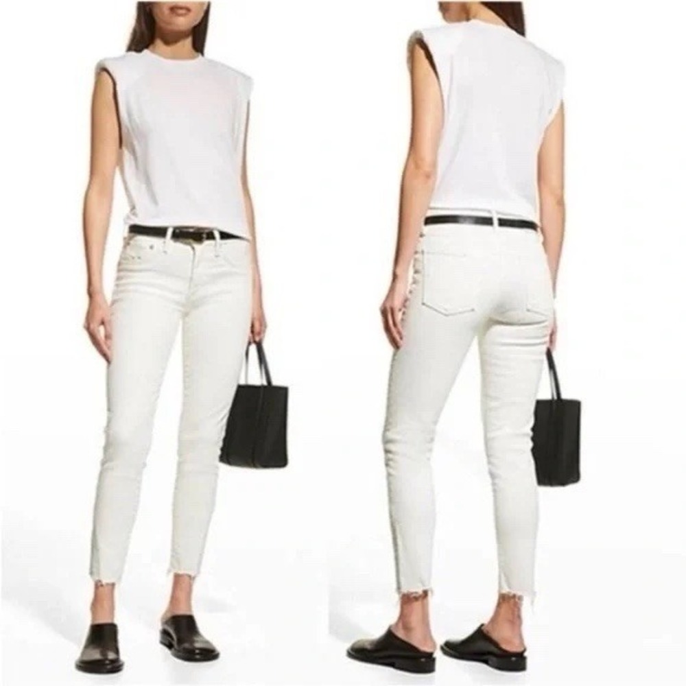 MOUSSY VINTAGE Burnside Skinny Jeans SIZE 27‎ White Distressed Denim Patchwork
